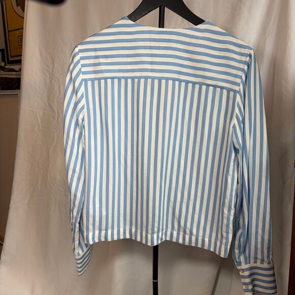 & other stories women’s blue white stripe twist front blouse Size 2. Long sleeve - Picture 2 of 9